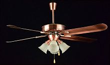 Люстра потолочная четырехрожковая Мелодия Света Вентилятор Е27 Медь картинка 